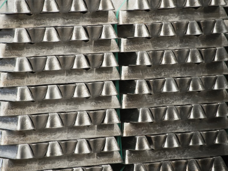 Aluminium ingots stacked